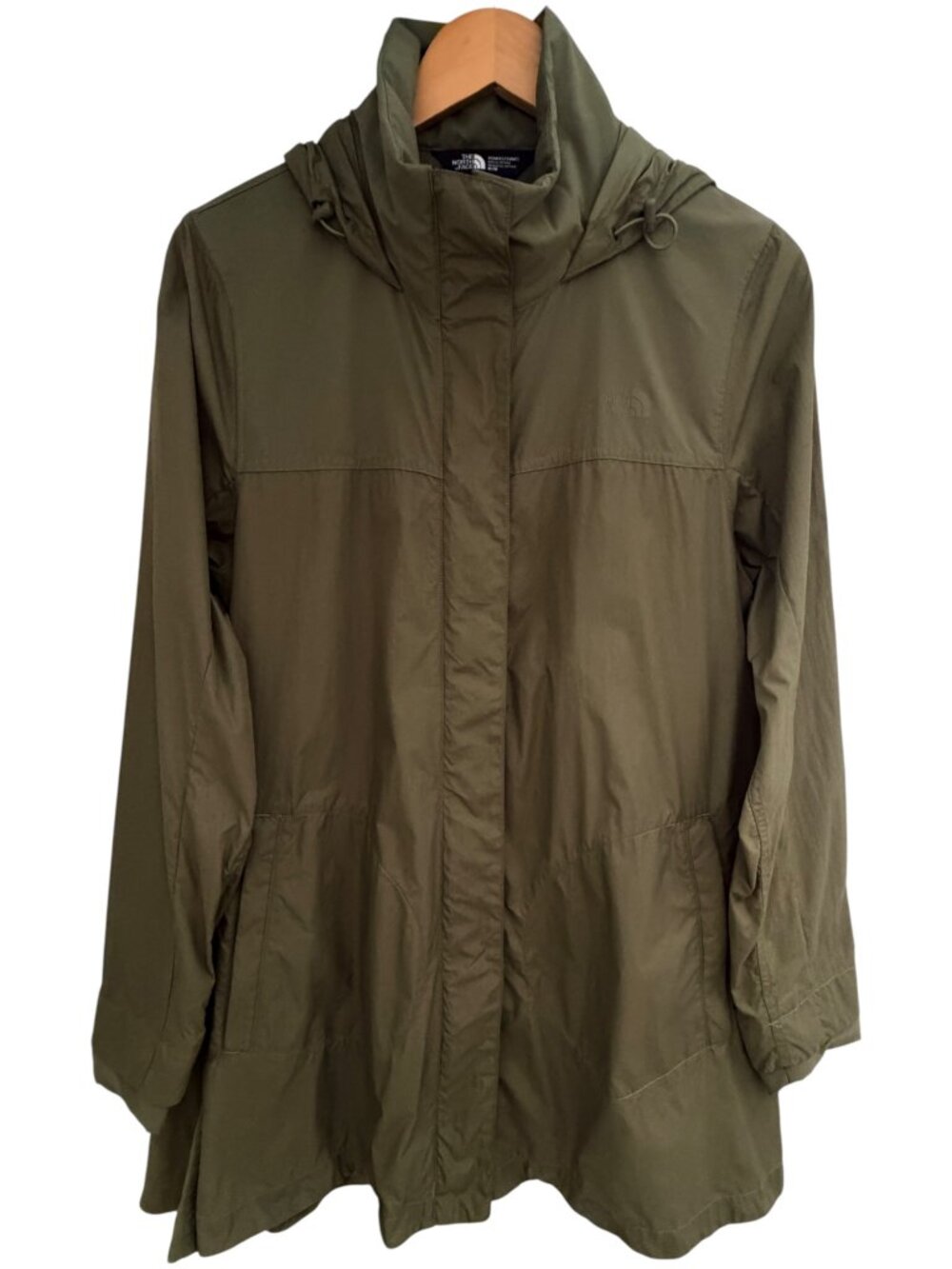 The North Face Flychute WindWall Jacket Womens M Olive Green Hooded A-Line
